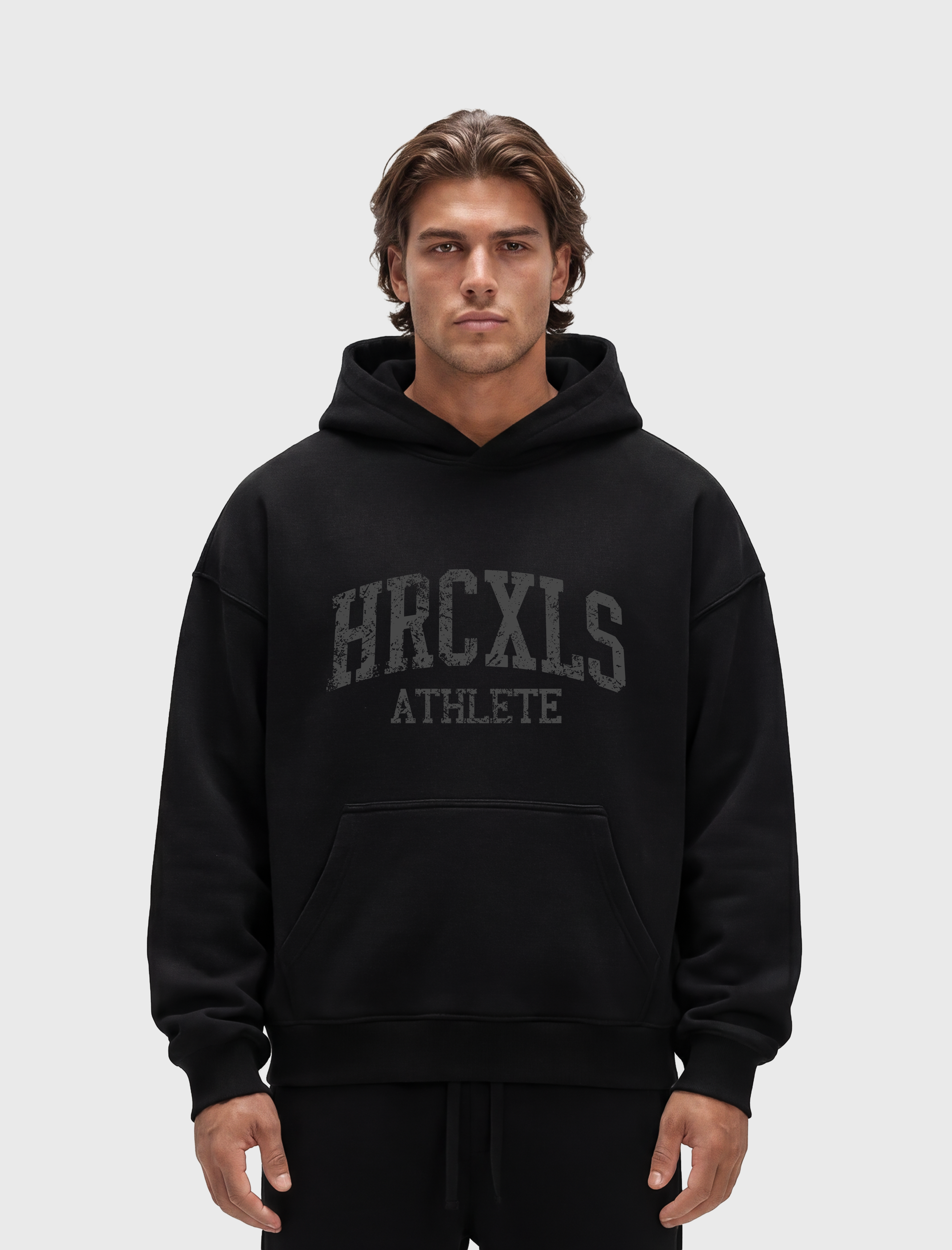 HERCXLES 2026: HRCXLS Athlete Oversized Hoodie - Black model front